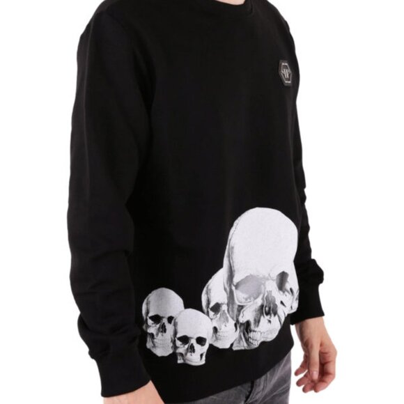 Philipp Plein Black Skull Graphic Sweatshirt Crewneck Made in Italy Size M - Picture 12 of 12